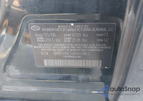 2009 Hyundai Sonata Limited from USA, damaged, VIN 5NPEU46C59H507883